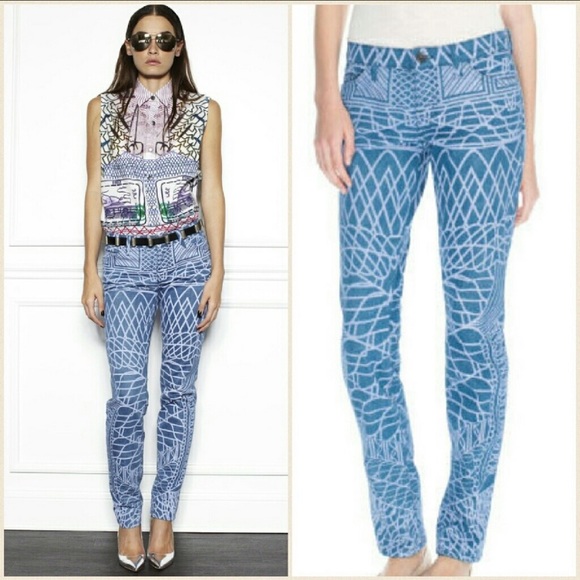 Current/Elliott Classic Blue Skinny Jeans with Rhinestone Details - Picture 2 of 5